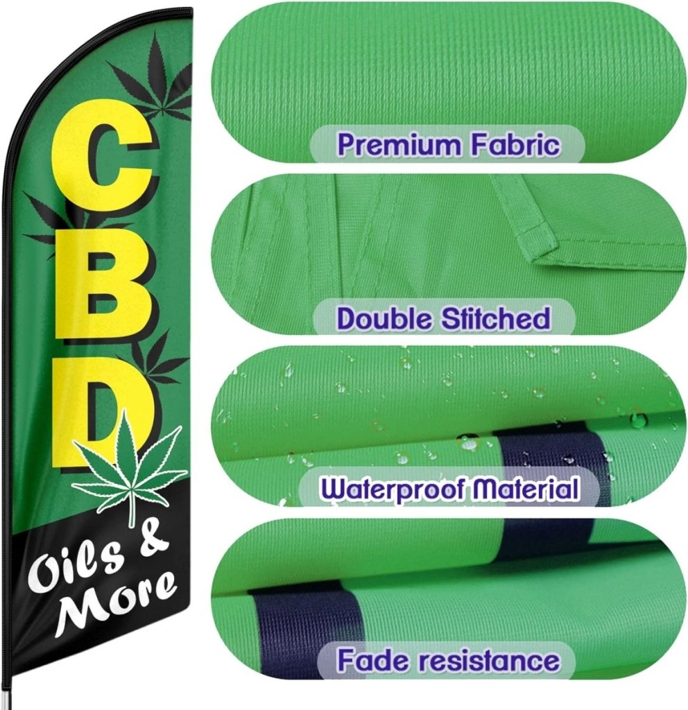 CBD Oil Feather Flag: Advertising Banner for CBD Oil Business (8ft Flagpole Not Included) - FSFlag