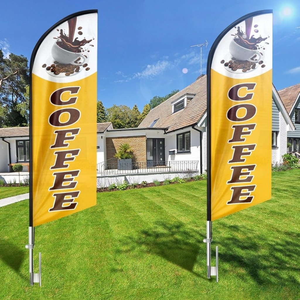 Coffee Flag - 8ft Yellow Coffee Feather Flag!（Flagpole Not Included） - FSFlag