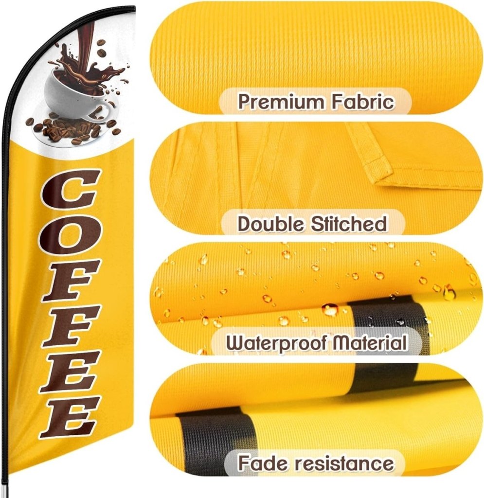 Coffee Flag - 8ft Yellow Coffee Feather Flag!（Flagpole Not Included） - FSFlag