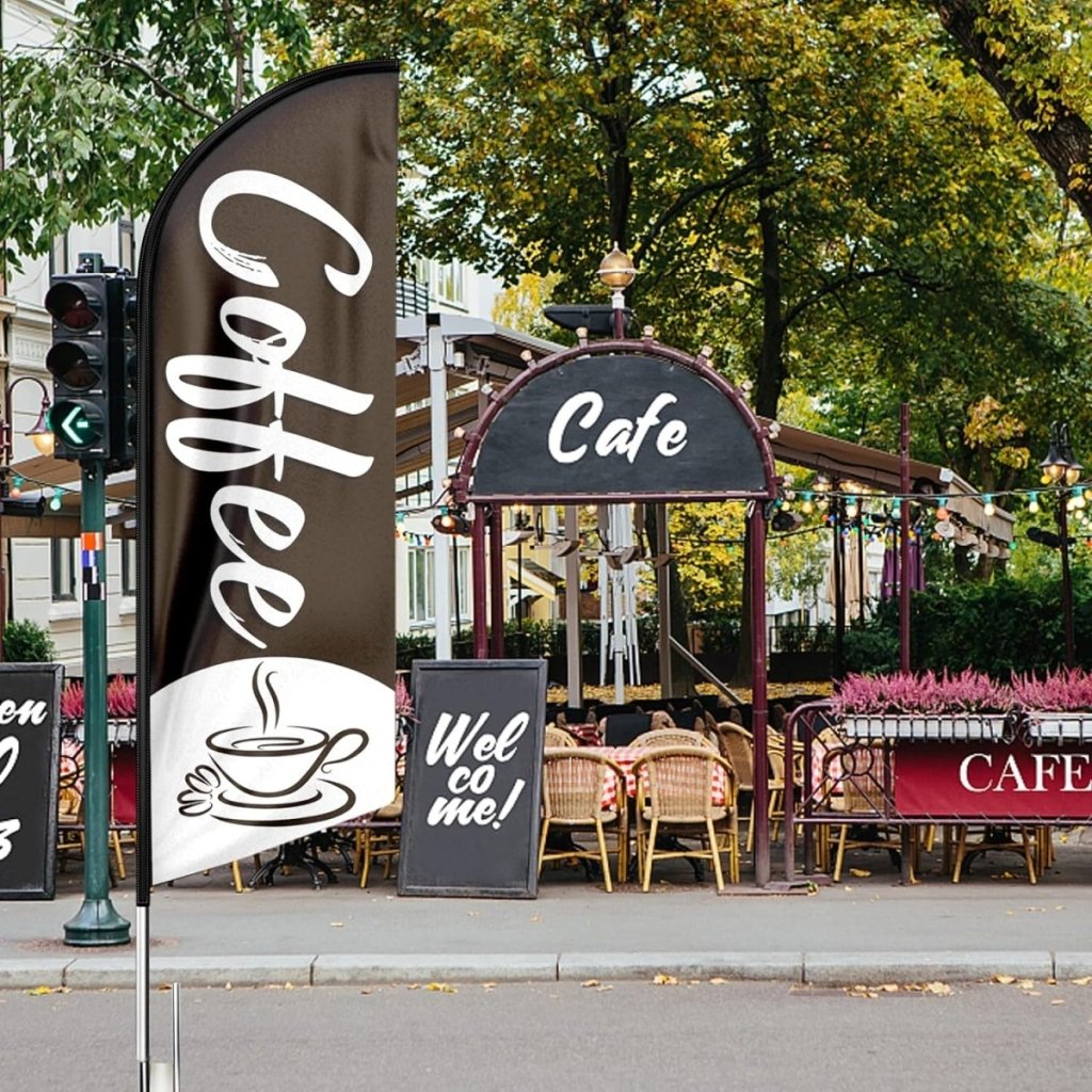 Coffee Shop Signs - Coffee Feather Flag!（Flagpole Not Included） - FSFlag