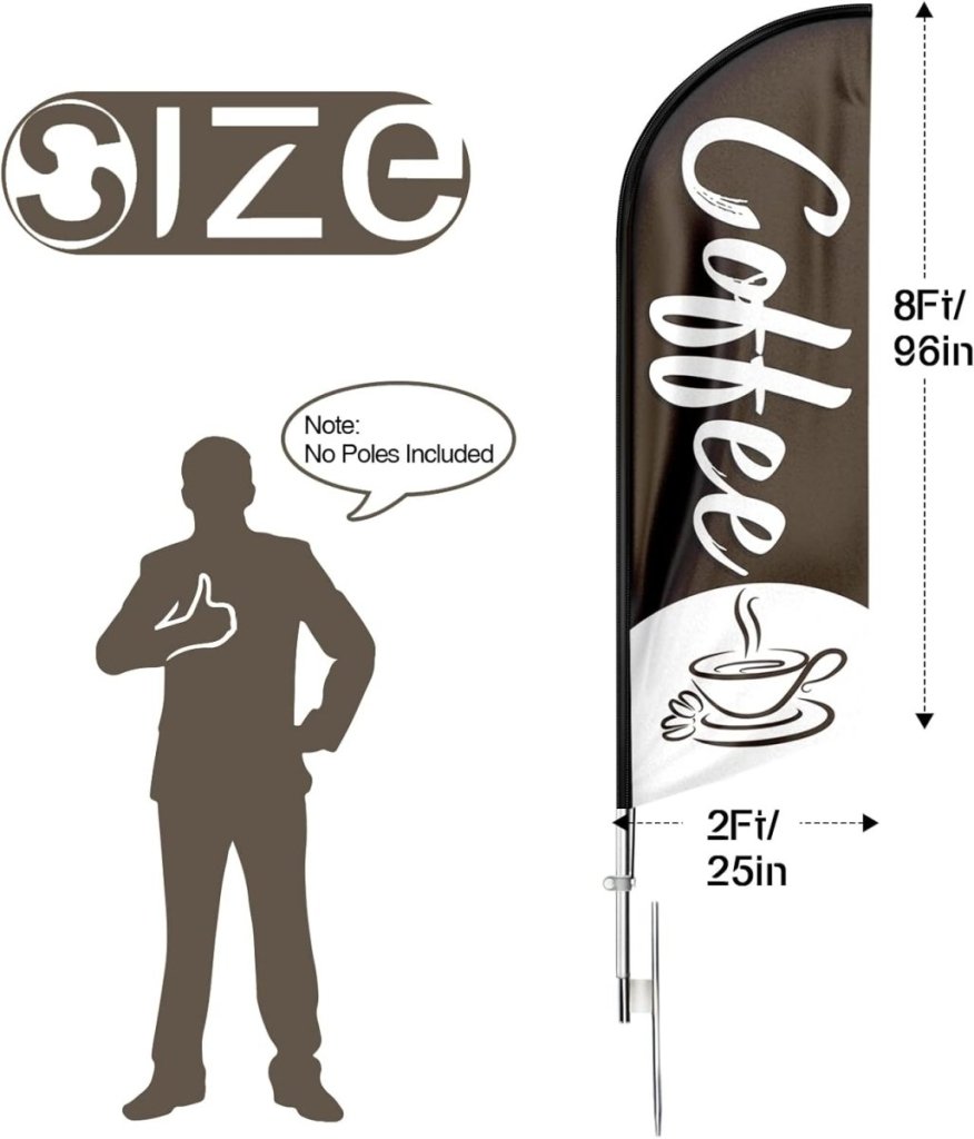 Coffee Shop Signs - Coffee Feather Flag!（Flagpole Not Included） - FSFlag