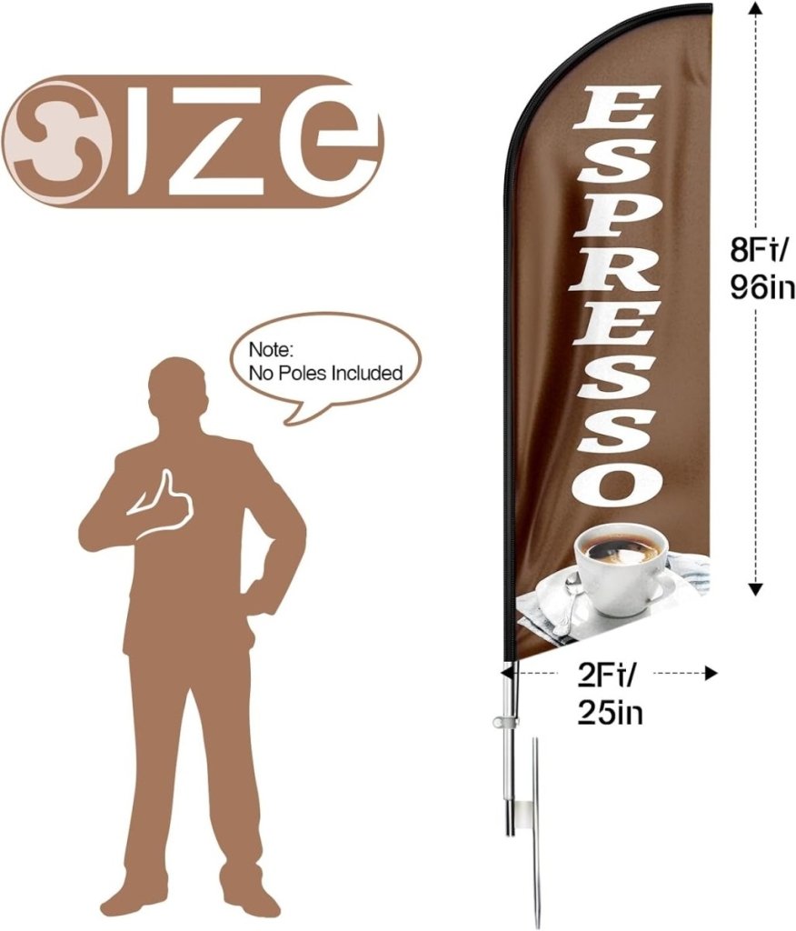 Coffee sign - 8ft Coffee Espresso Feather Flag!（Flagpole Not Included） - FSFlag