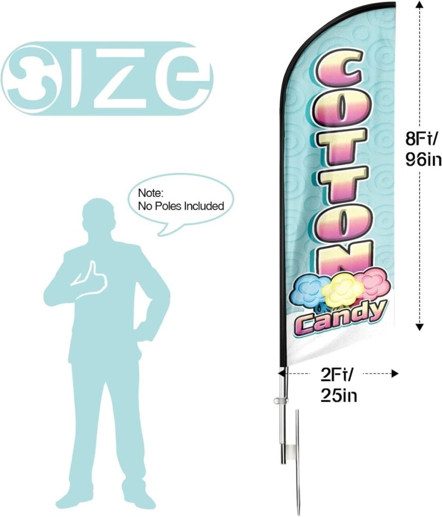 Cotton Candy Sign - 8ft Cotton Candy Feather Flag!（Flagpole Not Included） - FSFlag