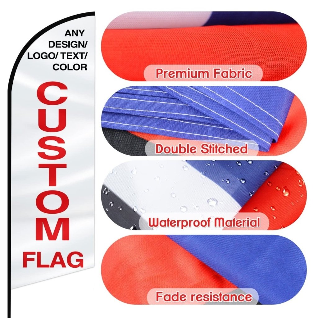 Custom Teardrop Flags - 3.6x9.5,4.3x11.5FT, Single/Double - Sided（Flagpole Not Included） - FSFlag