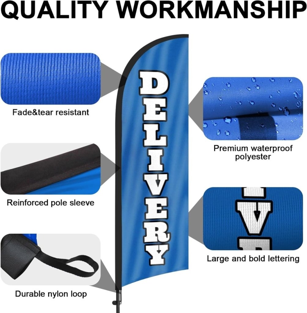 Delivery Sign - 8ft Delivery Feather Flag for Delivery Business - FSFlag