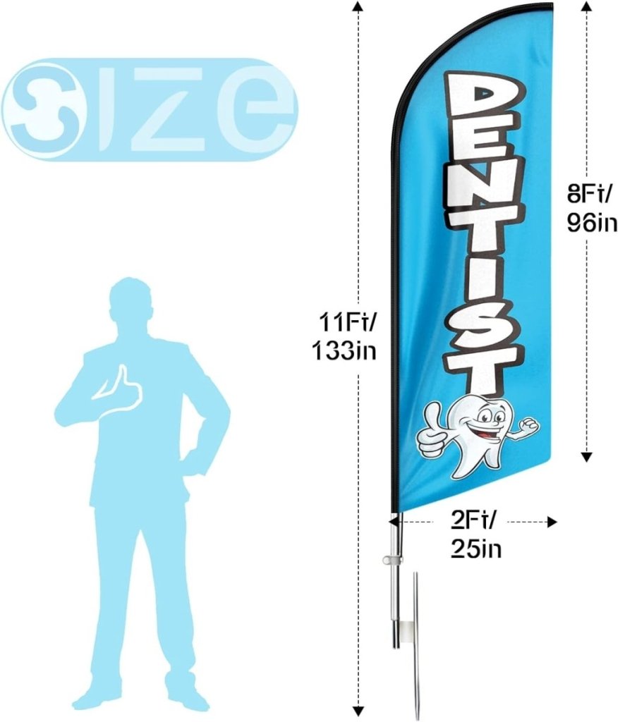 Dentist Sign - 11ft Dentist Feather Flag Pole Kit and Ground Stake - FSFlag