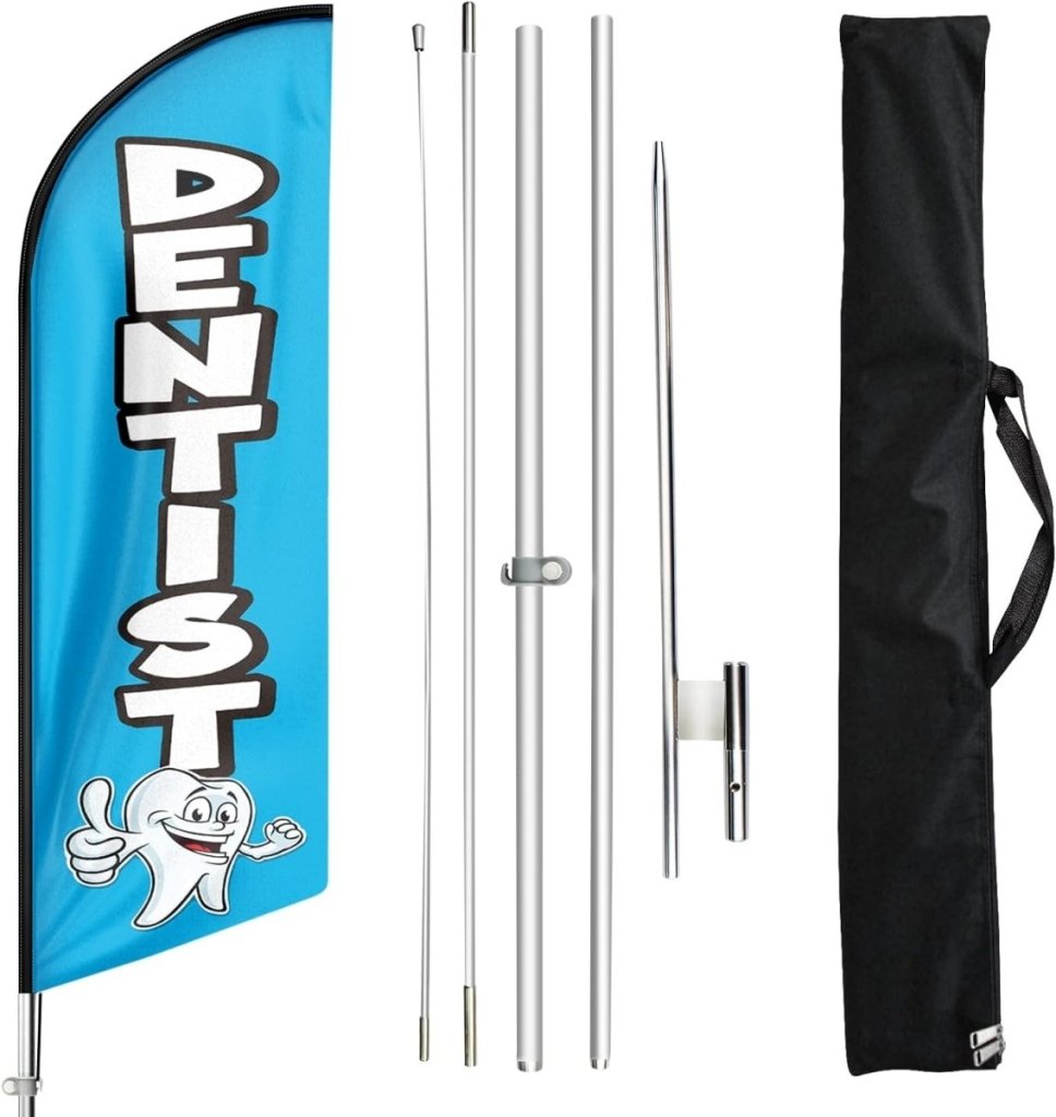 Dentist Sign - 11ft Dentist Feather Flag Pole Kit and Ground Stake - FSFlag