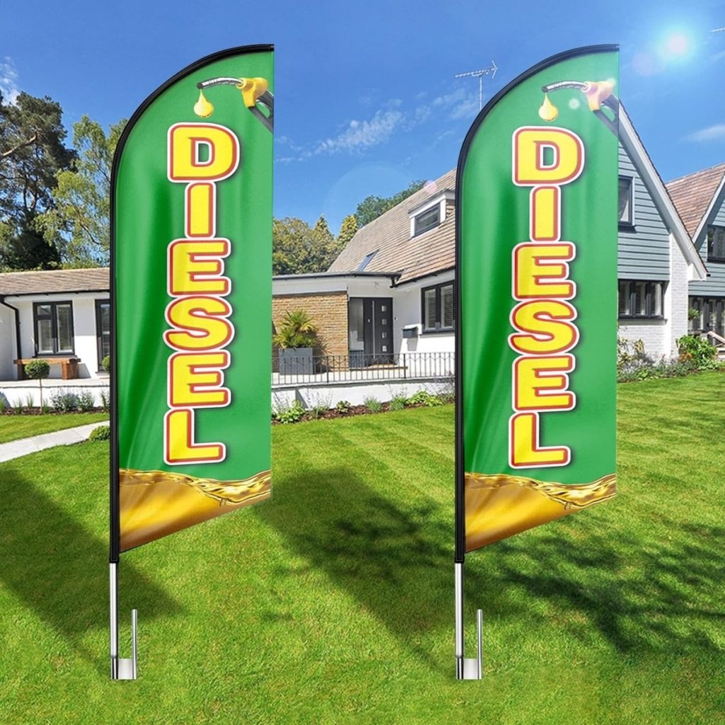 Diesel Sign - 8ft Green Diesel Feather Flag: Advertising Banner for Diesel Business（Flagpole Not Included） - FSFlag