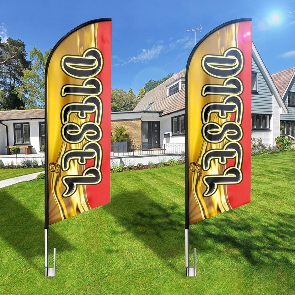 Diesel Sign - 8ft Yellow Diesel Feather Flag（Flagpole Not Included） - FSFlag