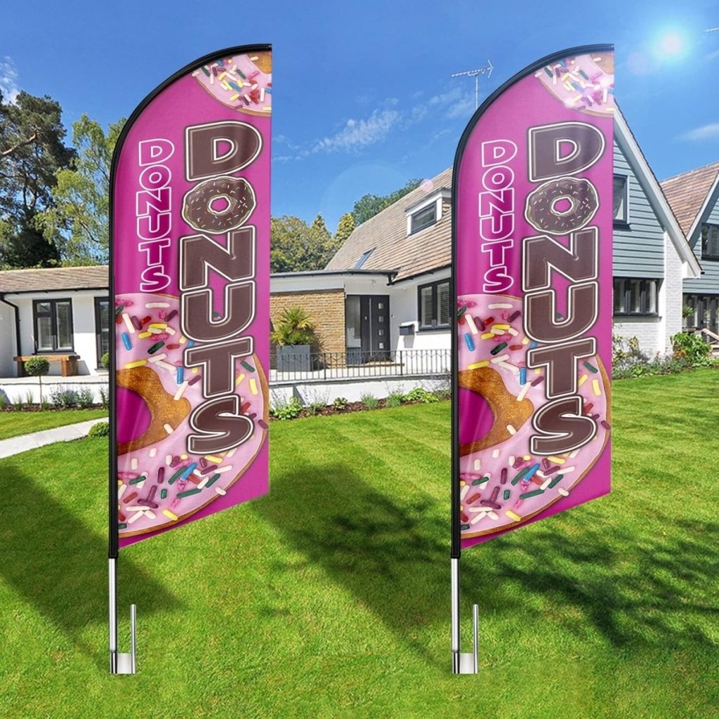 Donut Sign - 8ft Pink Donuts Feather Flag!（Flagpole Not Included） - FSFlag