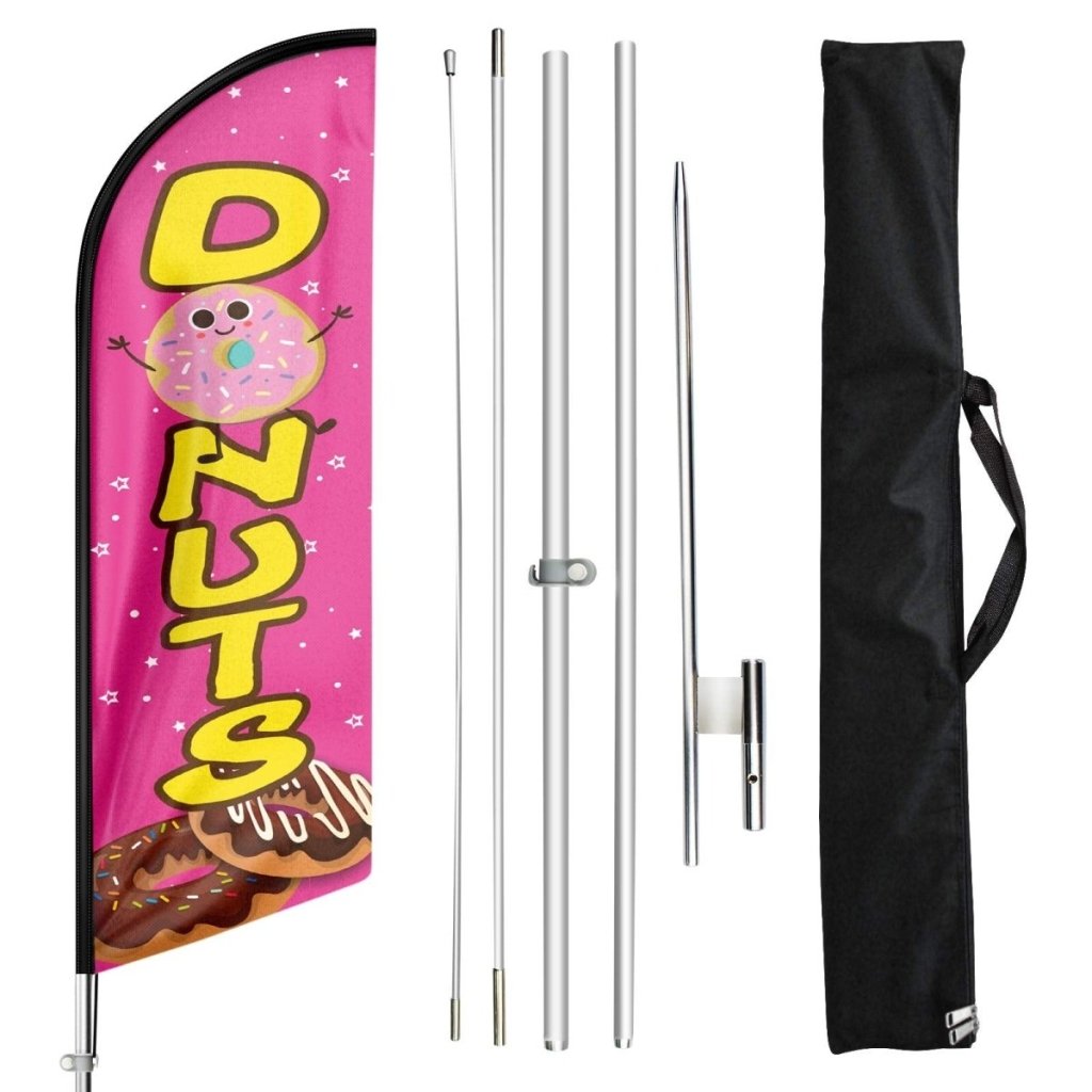 Donut Sign - FSFLAG 11ft Donuts Swooper Flag Feather Flag Pole Kit - FSFlag