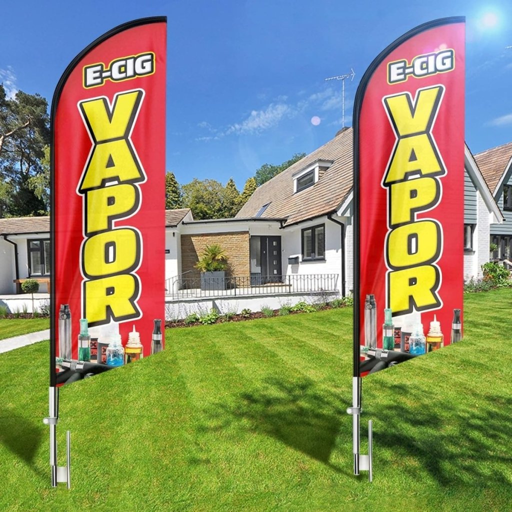 E - cig Vapor Feather Flag: Advertising Banner for E - cig Vapor Business (8ft)（Flagpole Not Included） - FSFlag