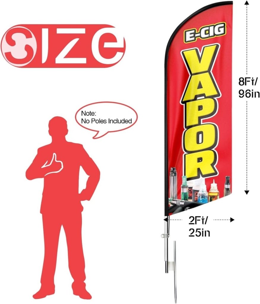 E - cig Vapor Feather Flag: Advertising Banner for E - cig Vapor Business (8ft)（Flagpole Not Included） - FSFlag