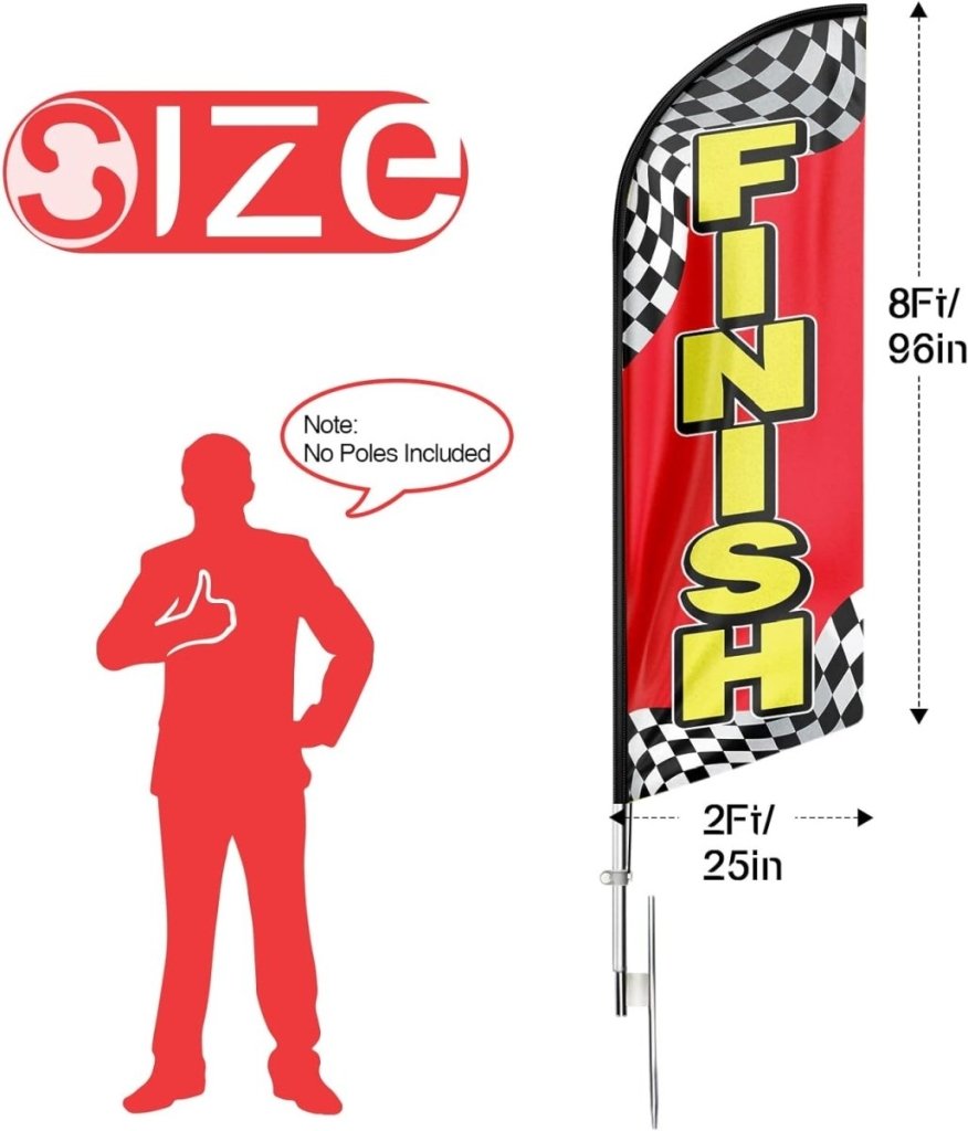 Finish Flag - 8ft Finish Feather Flag for Finish Business（Flagpole Not Included） - FSFlag