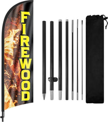 Firewood For Sale Sign - Firewood Feather Flag with Flag Pole and Ground Stake - FSFlag