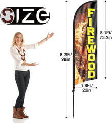 Firewood For Sale Sign - Firewood Feather Flag with Flag Pole and Ground Stake - FSFlag