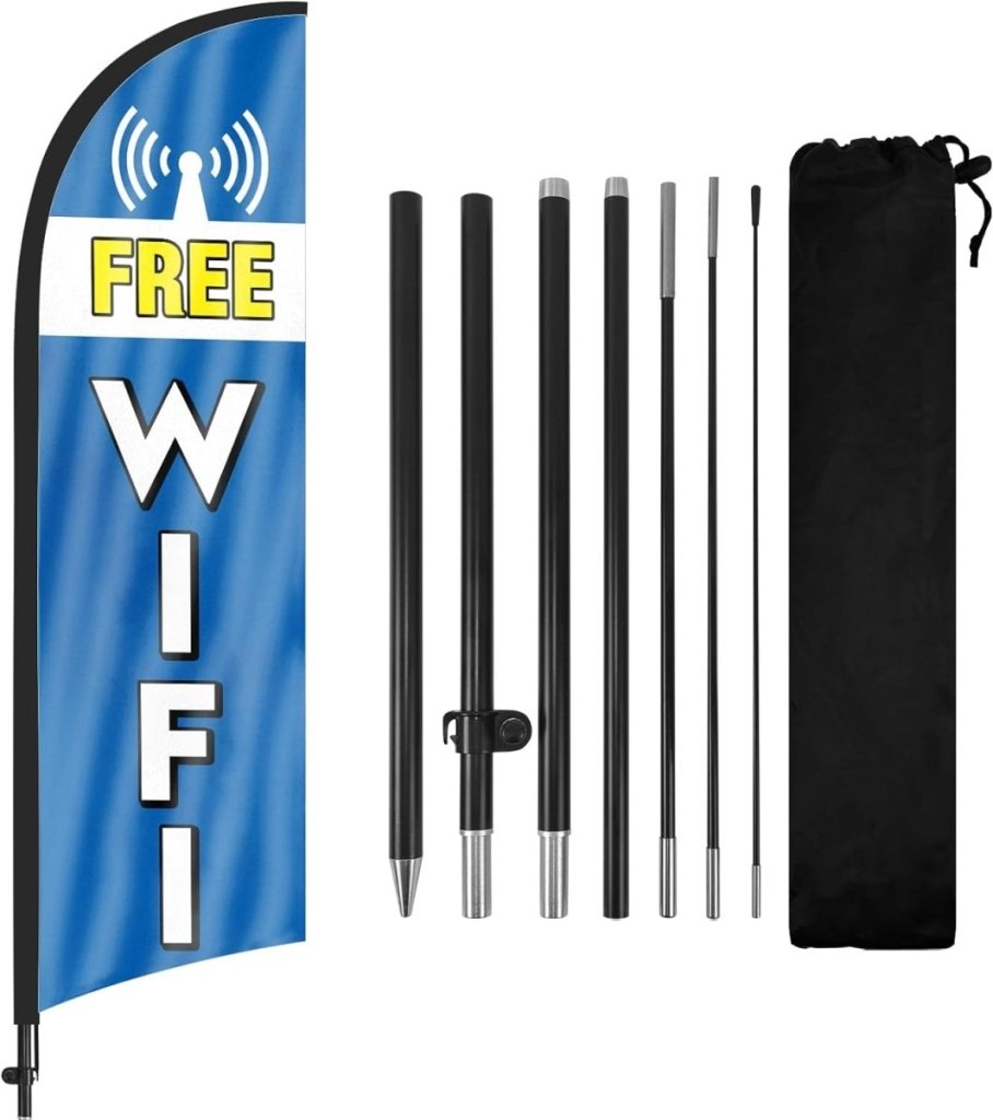 Free Wifi Sign - 8ft Free WiFi Feather Flag for Free WiFi Business - FSFlag