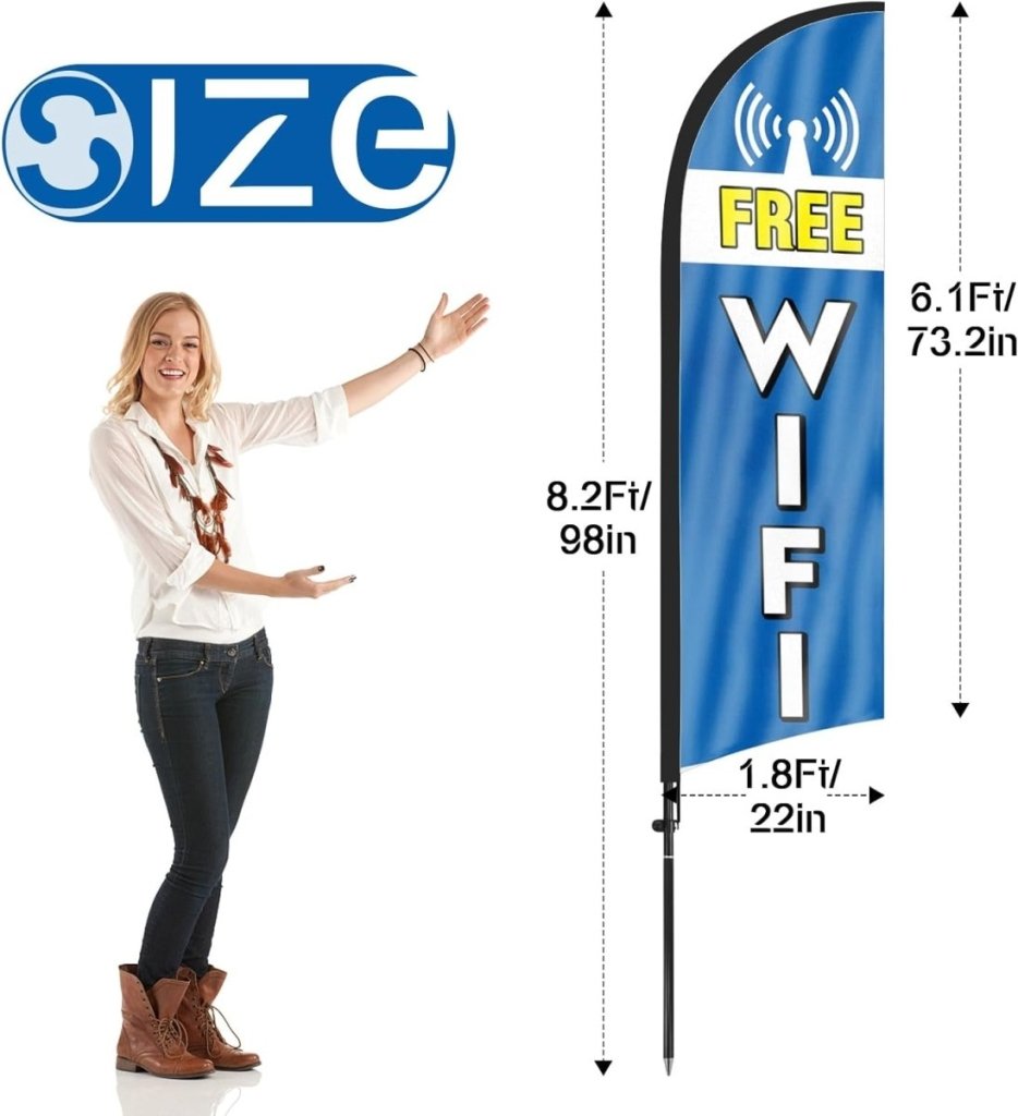 Free Wifi Sign - 8ft Free WiFi Feather Flag for Free WiFi Business - FSFlag