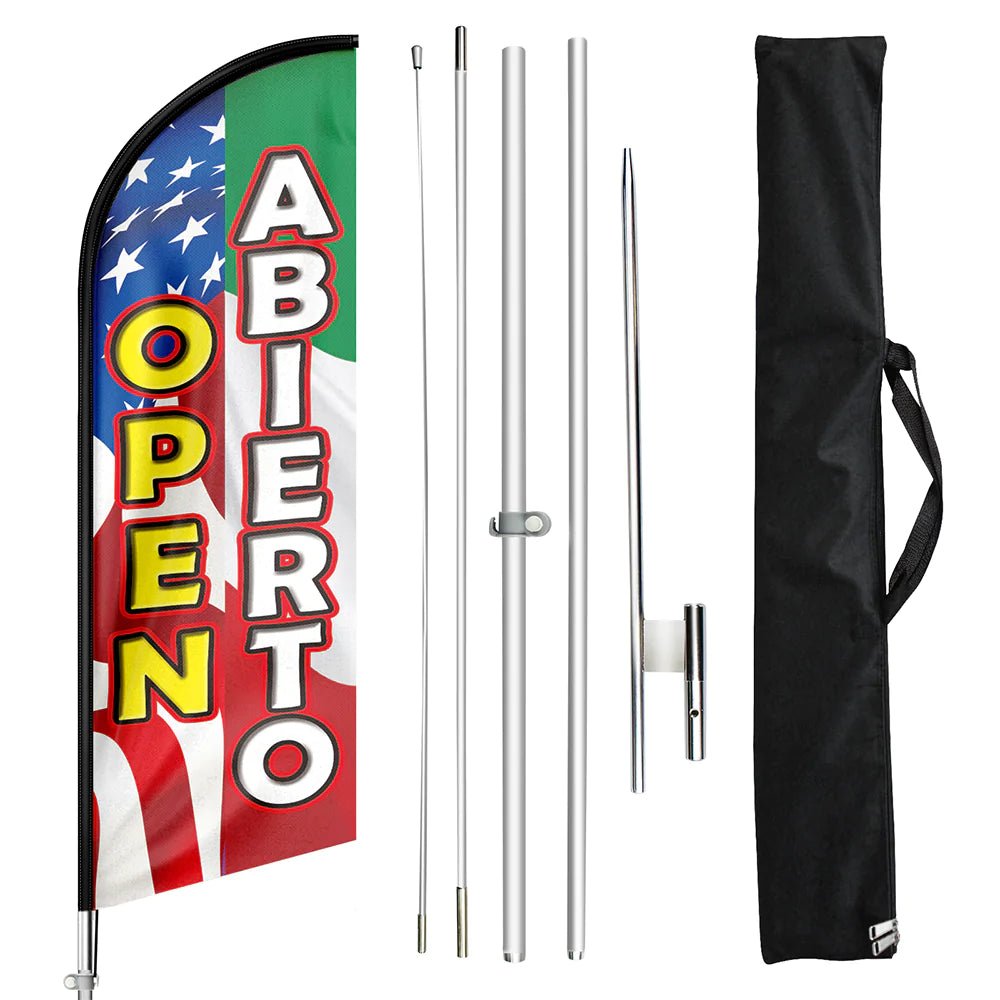 FSFLAG 11FT open Abierto flag - feather flag pole kit - FSFlag