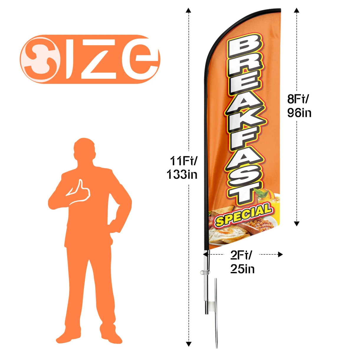 Breakfast Sign - 11ft Breakfast Special Swooper Flag Feather Flag Pole Kit - FSFlag