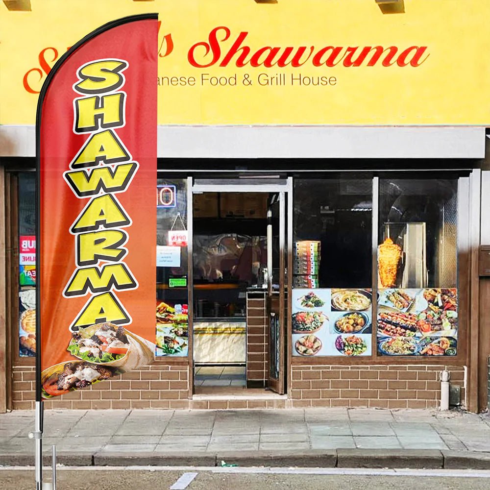 Shawarma Sign - 11ft Shawarma Swooper Flag Feather Flag Pole Kit - FSFlag