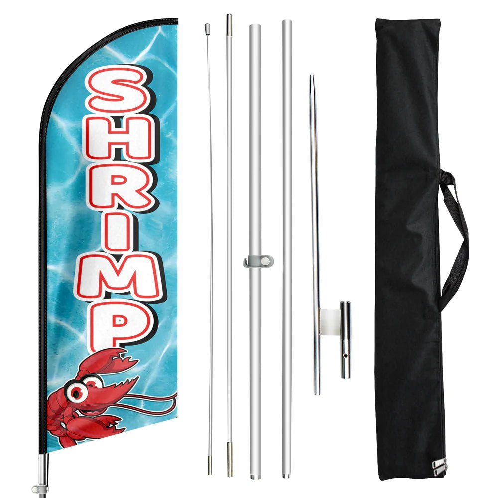 Shrimp Flag - 11ft Shrimp Swooper Flag Feather Flag Pole Kit - FSFlag