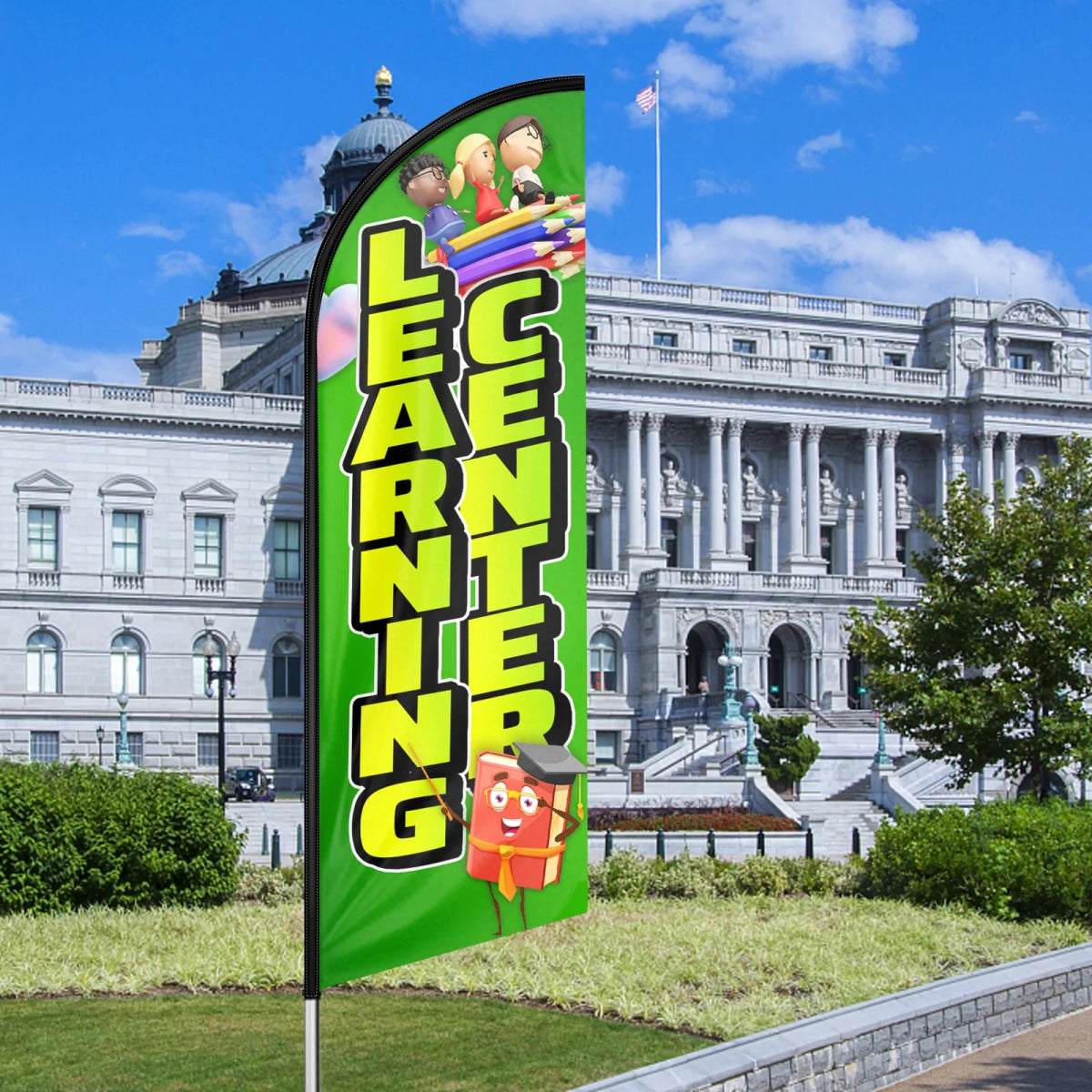 Learn Flags - 11ft Learning Center Swooper Flag Feather Flag Pole Kit - FSFlag