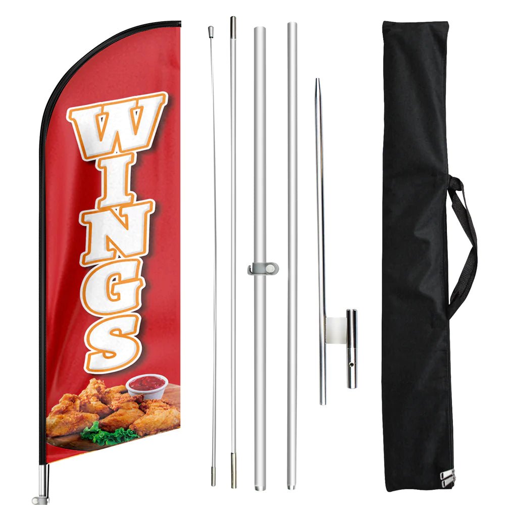 Red Wings Sign - FSFLAG Wings Swooper Flag Feather Flag Pole Kit - FSFlag