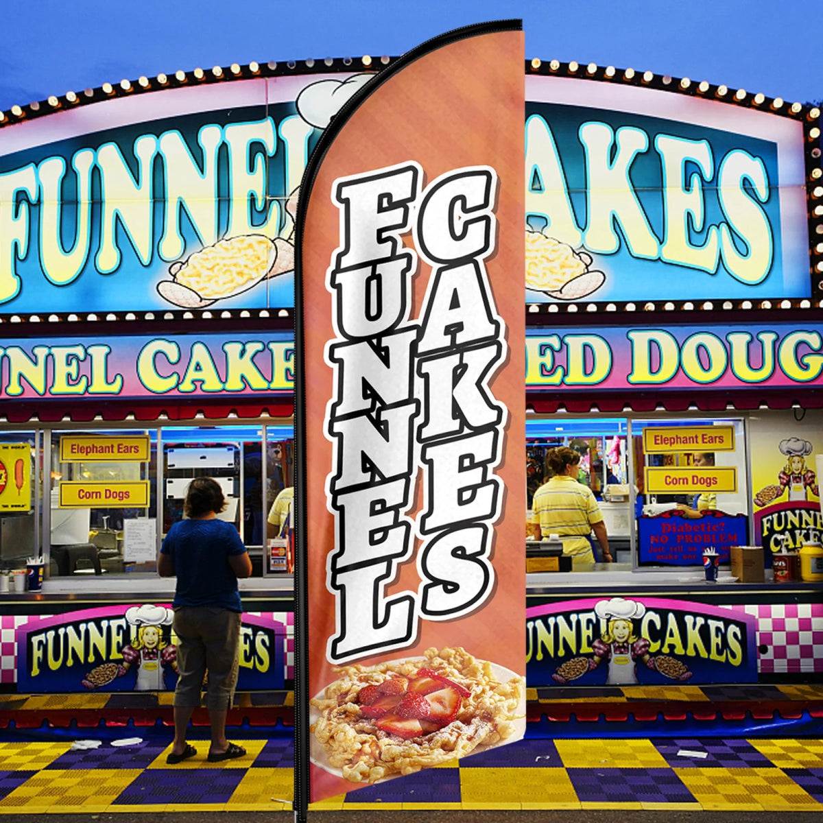 Cake Sign - 11ft Funnel Cakes Swooper Flag Feather Flag Pole Kit - FSFlag