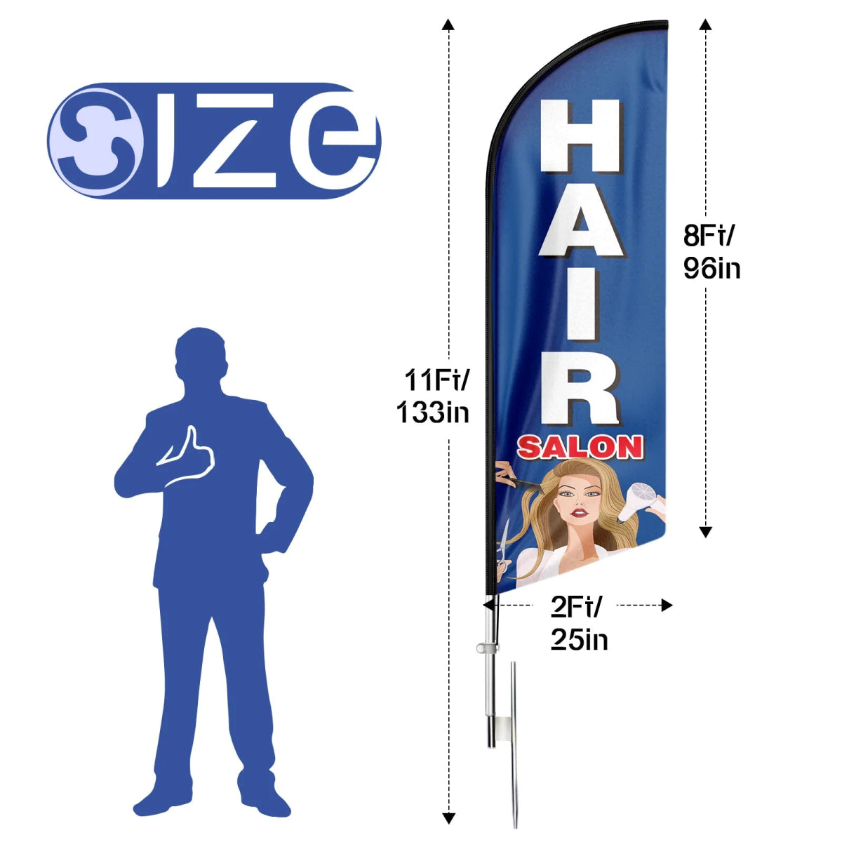 Signs For Hair Salons - FSFLAG Hair Salon Swooper Flag Feather Flag Pole Kit - FSFlag