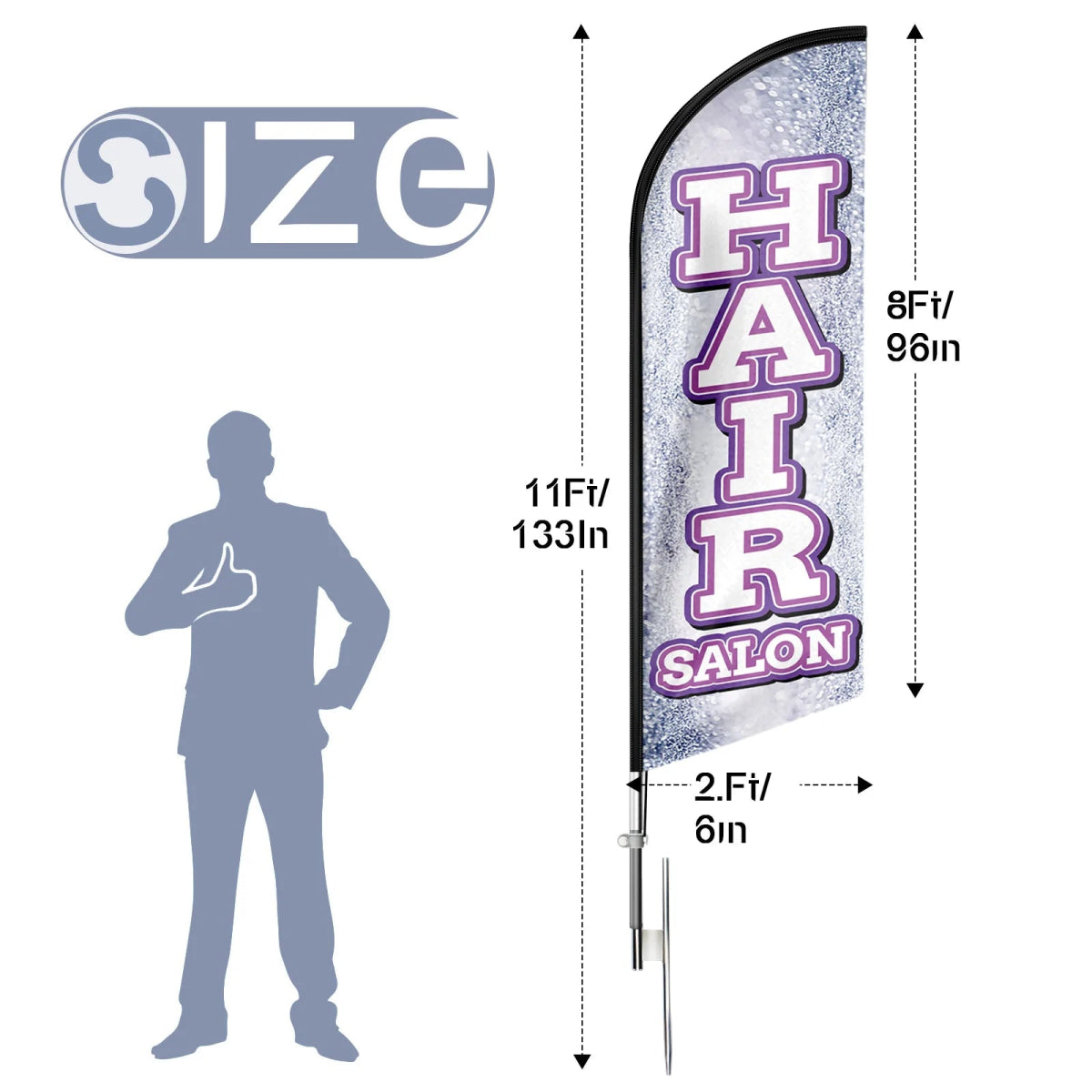 Hair Salon Signs - 11ft Hair Salon Swooper Flag Feather Flag Pole Kit - FSFlag