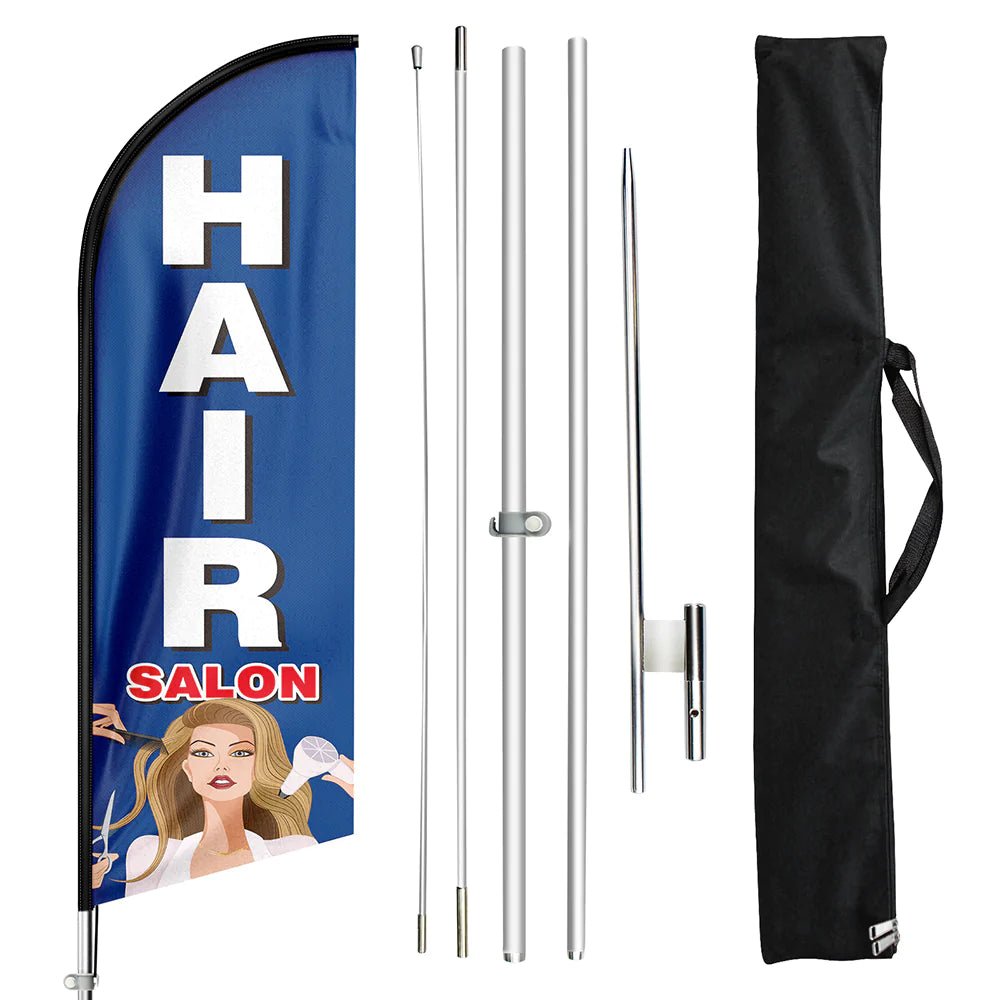 Signs For Hair Salons - FSFLAG Hair Salon Swooper Flag Feather Flag Pole Kit - FSFlag