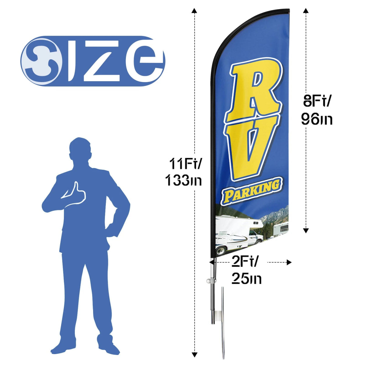 RV Park Signs - 11ft RV Parking Swooper Flag Feather Flag Pole Kit - FSFlag