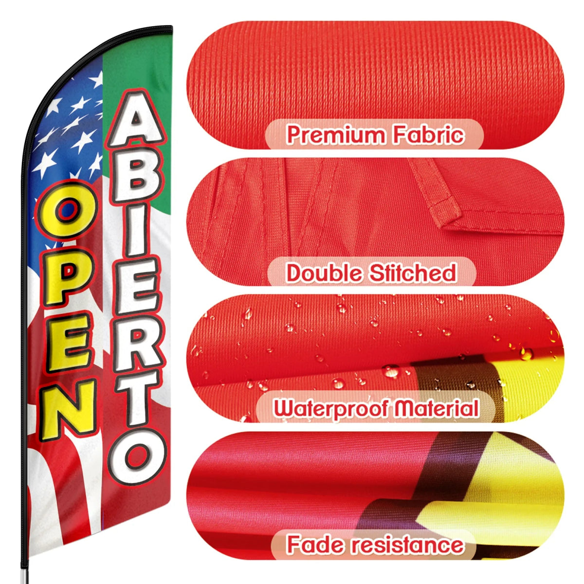 FSFLAG 11FT open Abierto flag - feather flag pole kit - FSFlag