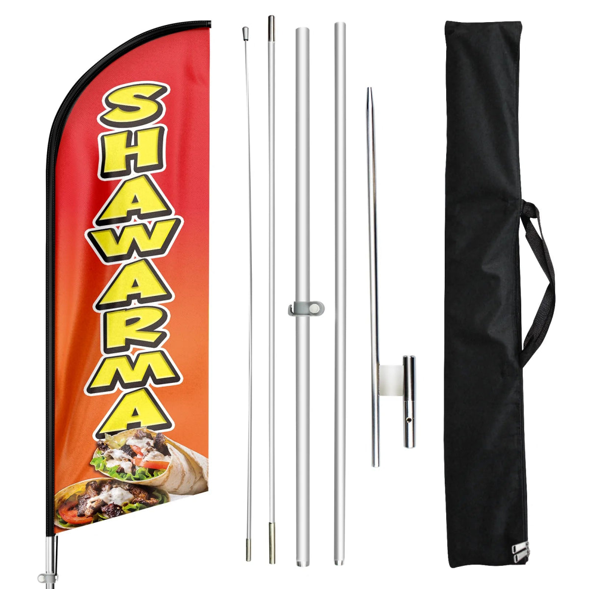 Shawarma Sign - 11ft Shawarma Swooper Flag Feather Flag Pole Kit - FSFlag