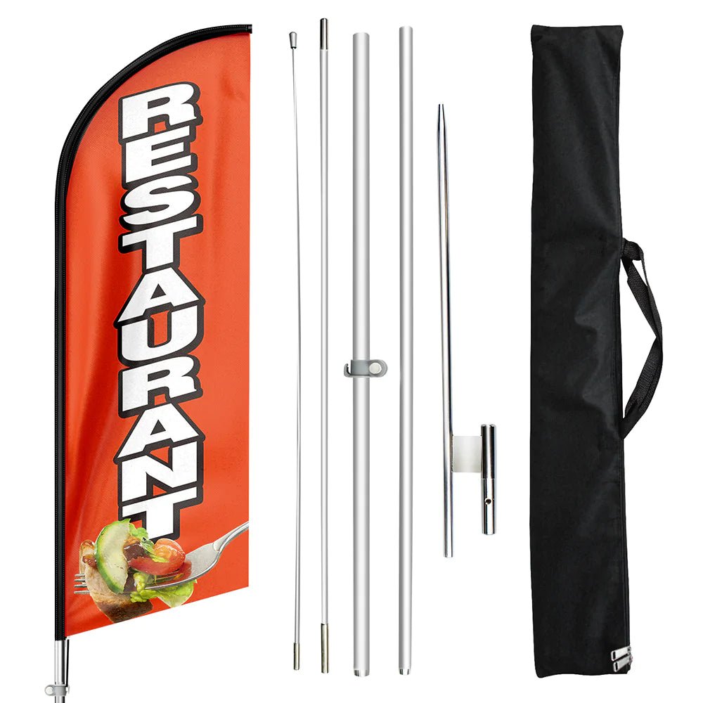 Restaurant Flag - 11ft Restaurant Swooper Flag Feather Flag Pole Kit - FSFlag