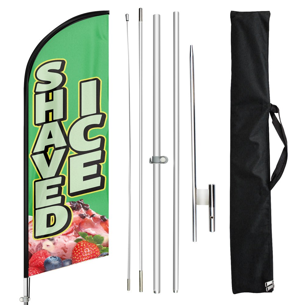 Shaved Ice Signs - 11ft Shaved Ice Swooper Flag Feather Flag Pole Kit - FSFlag