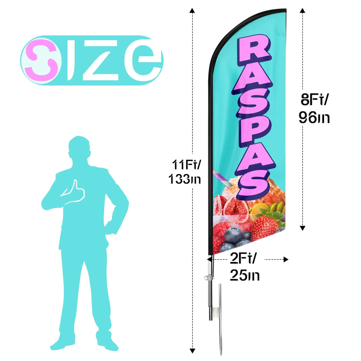 Shaved Ice Signs - 11ft Raspas Swooper Flag Feather Flag Pole Kit - FSFlag