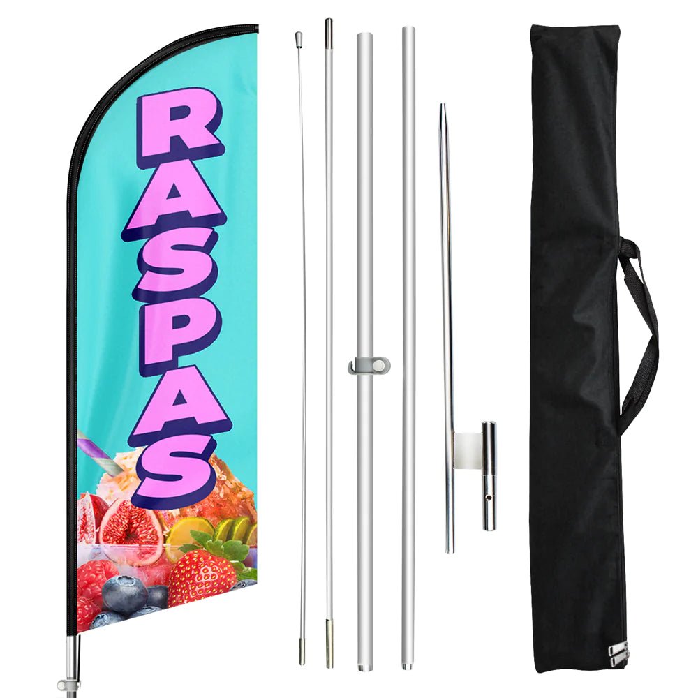 Shaved Ice Signs - 11ft Raspas Swooper Flag Feather Flag Pole Kit - FSFlag