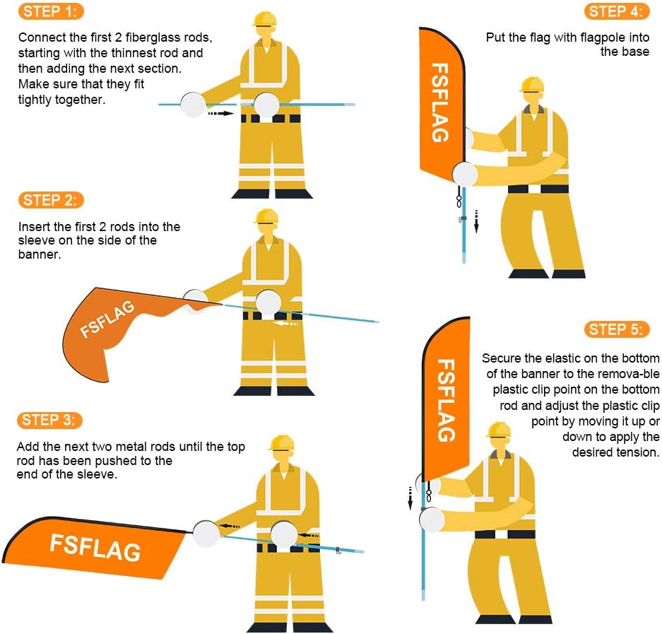 Open House Signs - 11 FT Yellow Open House Flag Pole Kit and Ground Stake - FSFlag