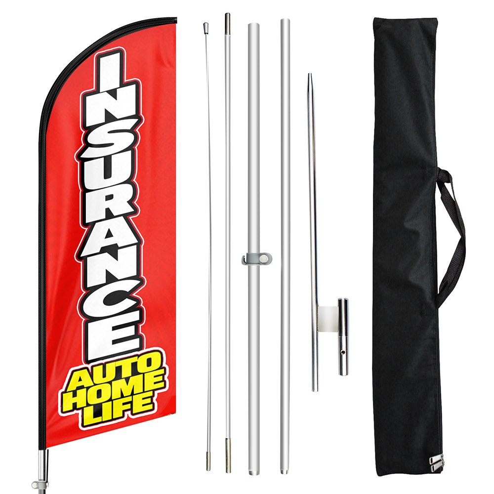 Auto Insurance Sign - 11ft Insurance Auto Swooper Flag Feather Flag Pole Kit - FSFlag