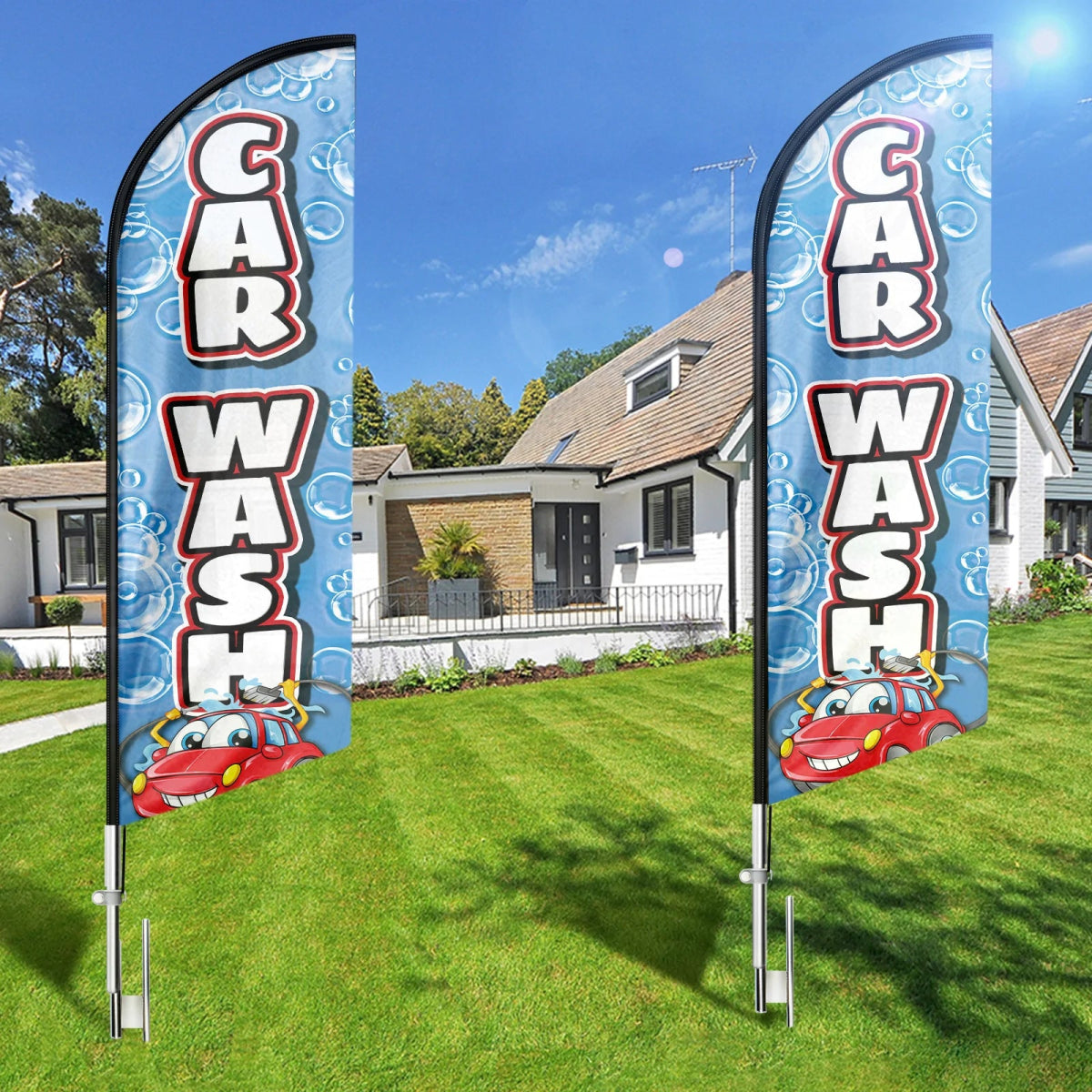 Car Wash Flags - 11ft Car Wash Swooper Flag Feather Flag Pole Kit - FSFlag