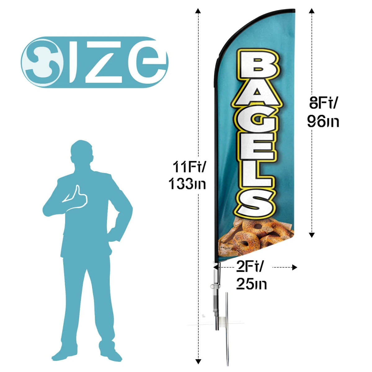 Bagel Sign - 11ft Bagels Swooper Flag Feather Flag Pole Kit - FSFlag