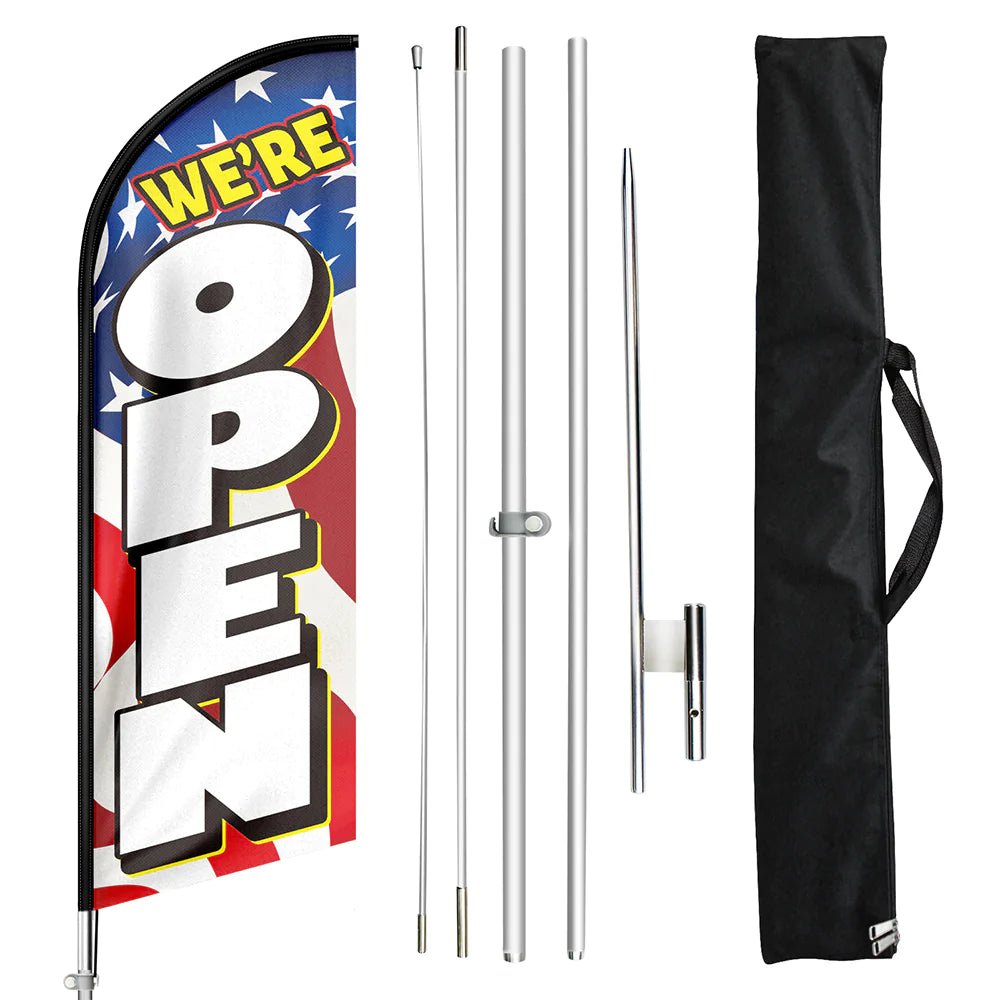 FSFLAG 11FT Open Flags For Business - Feather Flag Pole Kit - FSFlag