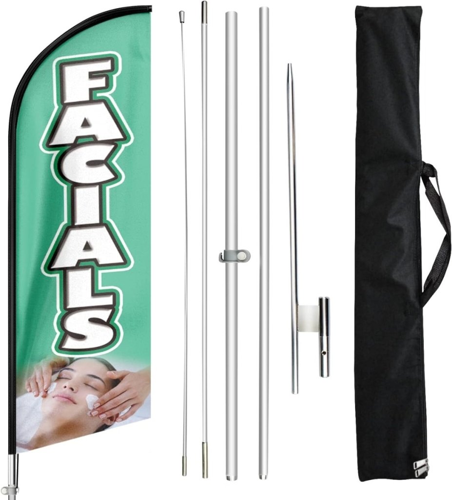 FSFLAG Facials Feather Flag Kit: 11ft Advertising Banner for Facials Business - FSFlag