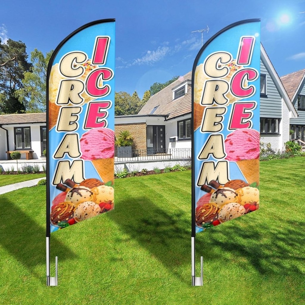 FSFLAG Ice Cream Feather Swooper Flag: 8Ft Advertising Banner for Ice Cream Business(Flagpole Not Included) - FSFlag