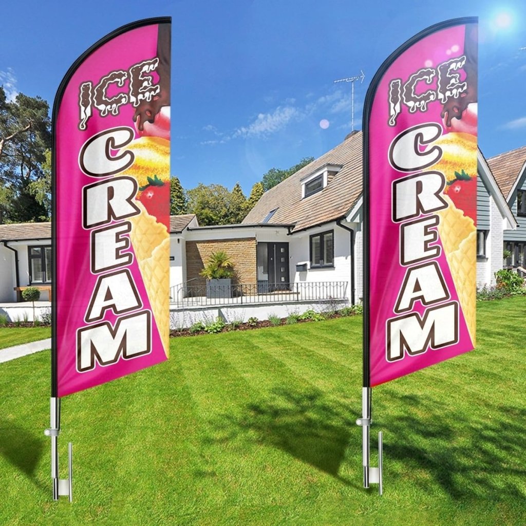 FSFLAG Ice Cream Swooper Flag: 8Ft Advertising Banner for Ice Cream Business(Flagpole Not Included) - FSFlag