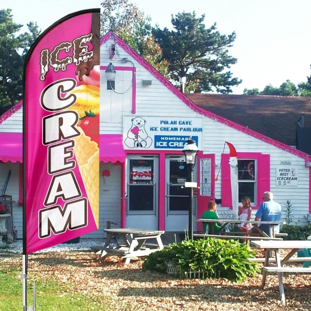 FSFLAG Ice Cream Swooper Flag: 8Ft Advertising Banner for Ice Cream Business(Flagpole Not Included) - FSFlag