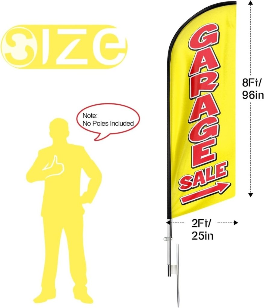 Garage Sale Signs - Garage Sale Feather Flag for Garage Sale Business(yellow Flagpole Not Included） - FSFlag