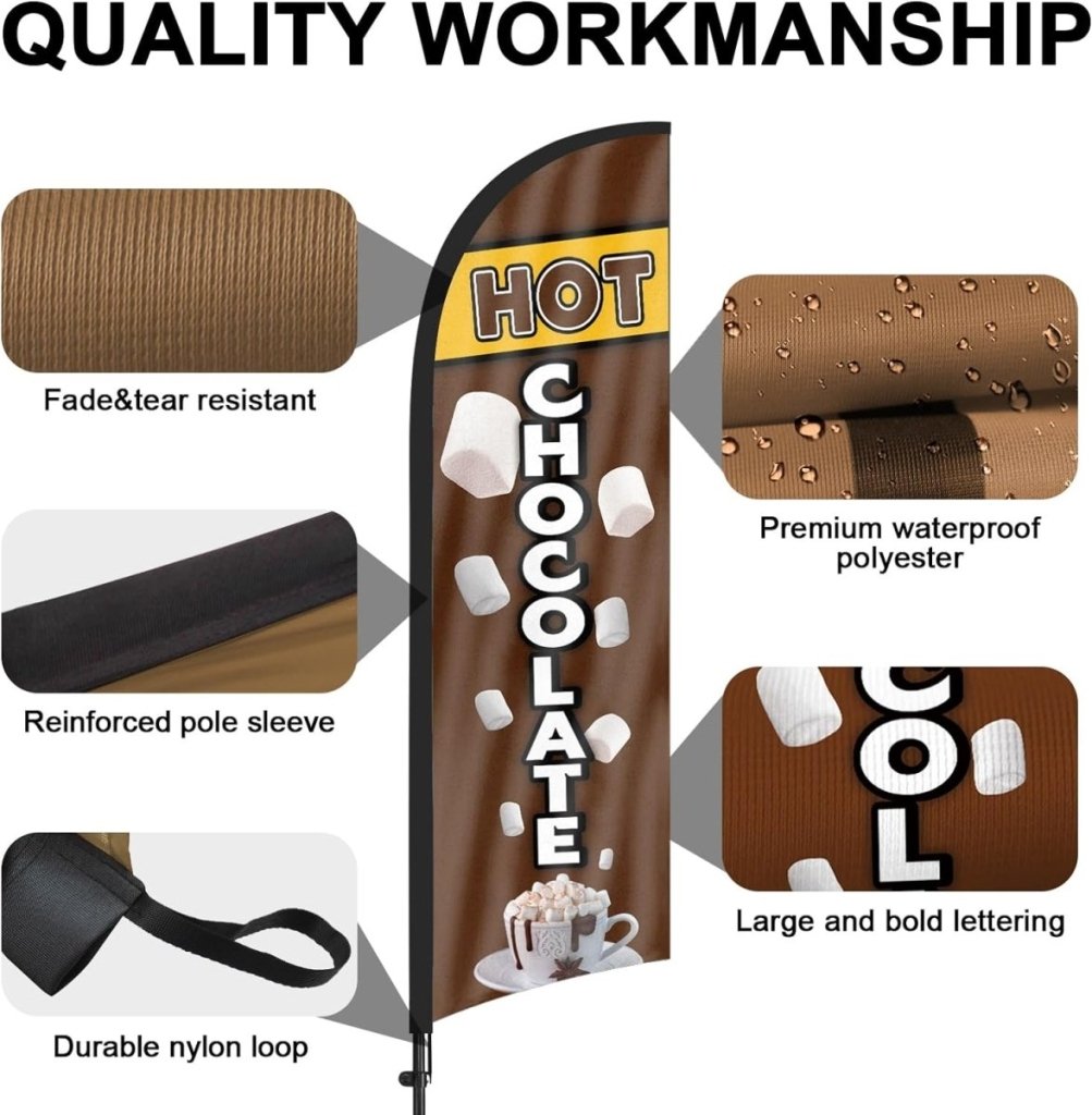 Hot Chocolate Bar Sign - 8ft Hot Chocolate Feather Flag Kit with Pole and Stake - FSFlag